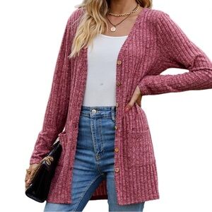 Women's Pink Cardigan Sweater
